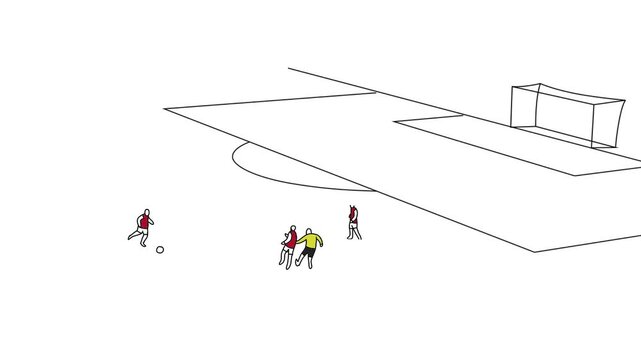 Counter attack football goal. Football animation. Hand drawn animation