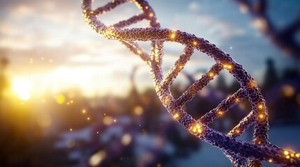 Glowing DNA Strand  Genetic Code  Scientific Research  Biotechnology  Life Science  Medica