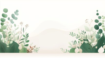 Floral growth action nature background digital artwork minimalist style green palette