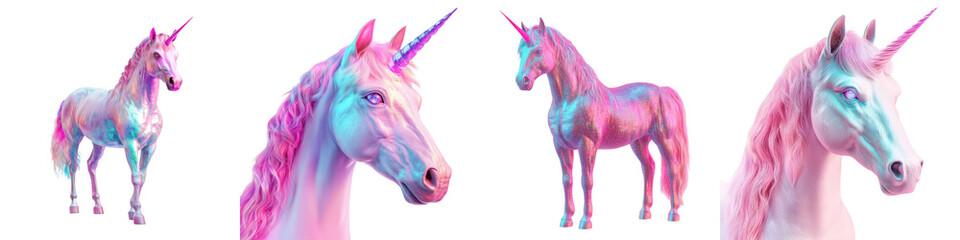 Fototapeta premium Vibrant and Imaginative Digital of Colorful Mythical Unicorns in a Dreamlike Surreal Fantasy Scene