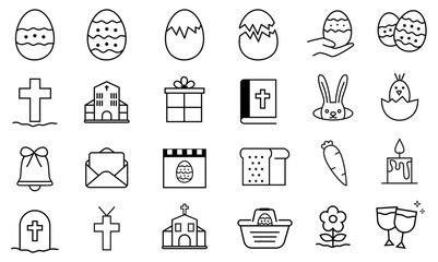 Happy Easter egg icon set editable stroke 