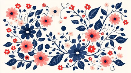 Floral design art digital illustration colorful flowers and vines nature decorative view