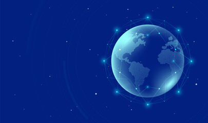 Techno style horizontal illustration digital Earth abstract background