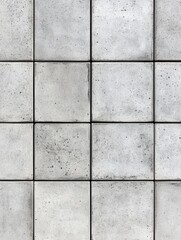 Naklejka premium Grey Concrete Tile Wall Texture - texture of grey concrete tiles, ideal for backgrounds or design projects. Clean, modern aesthetic