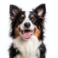Fototapeta premium Happy dog with its tongue out enjoying the warm sunshine in a cheerful and vibrant outdoor setting