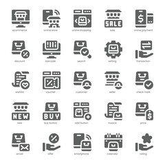 Ecommerce Icon pack for your website, mobile, presentation, and logo design. Ecommerce Icon solid design. Vector graphics illustration and editable stroke.