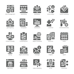 Marketing Campaign Icon pack for your website, mobile, presentation, and logo design. Marketing Campaign Icon solid design. Vector graphics illustration and editable stroke.