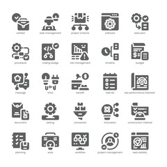 Project Management Icon pack for your website, mobile, presentation, and logo design. Project Management Icon solid design. Vector graphics illustration and editable stroke.