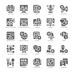 Digital Content Icon pack for your website, mobile, presentation, and logo design. Digital Content Icon solid design. Vector graphics illustration and editable stroke.