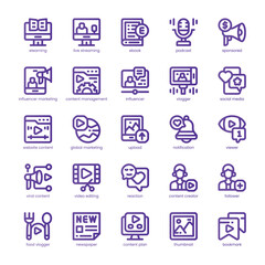 Digital Content Icon pack for your website, mobile, presentation, and logo design. Digital Content Icon line basic color design. Vector graphics illustration and editable stroke.