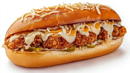 Indulge in the Ultimate Fried Chicken Sandwich Experience A mouthwatering culinary journey featuring crispy, golden-brown fried chicken nestled between a soft, toasted bun, generously topped with