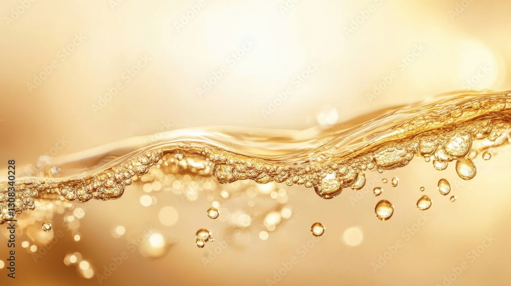Poster a captivating close-up of a shimmering wave of water, showcasing intricate details of bubbles rising