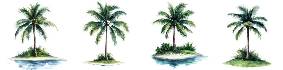 Fototapeta premium Lush Tropical Island Oasis with Swaying Palm Trees and Turquoise Ocean Waves Idyllic Coastal Landscape Showcasing the Beauty of a Secluded Paradise Island Destination