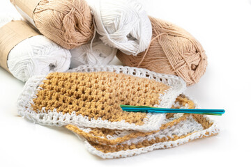 Crochet hooks with balls of yarn