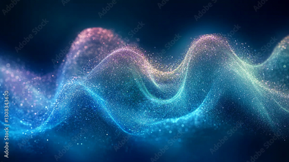 Poster blue and green blurred motion background representing calm, growth, harmony, and change with fluid, 