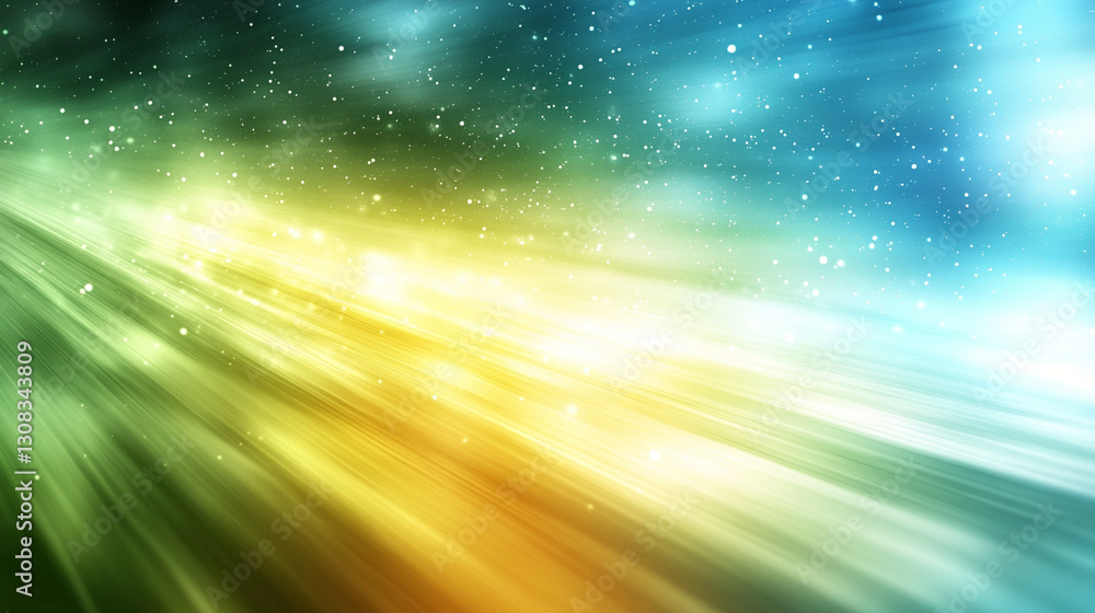 Poster blue and green blurred motion background representing calm, growth, harmony, and change with fluid, 