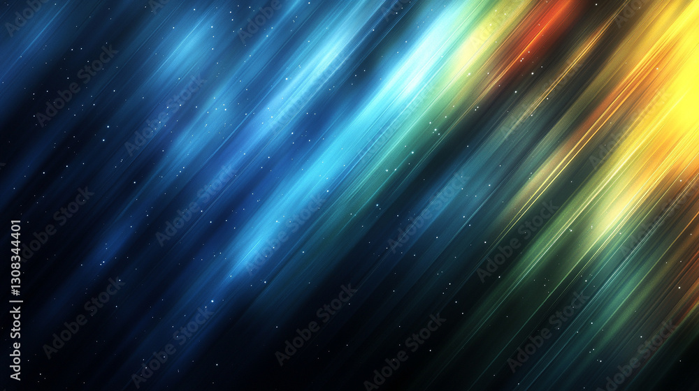 Poster blue and green blurred motion background representing calm, growth, harmony, and change with fluid, 