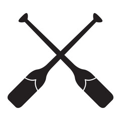 Crossed canoe boat paddle silhouette icon vector