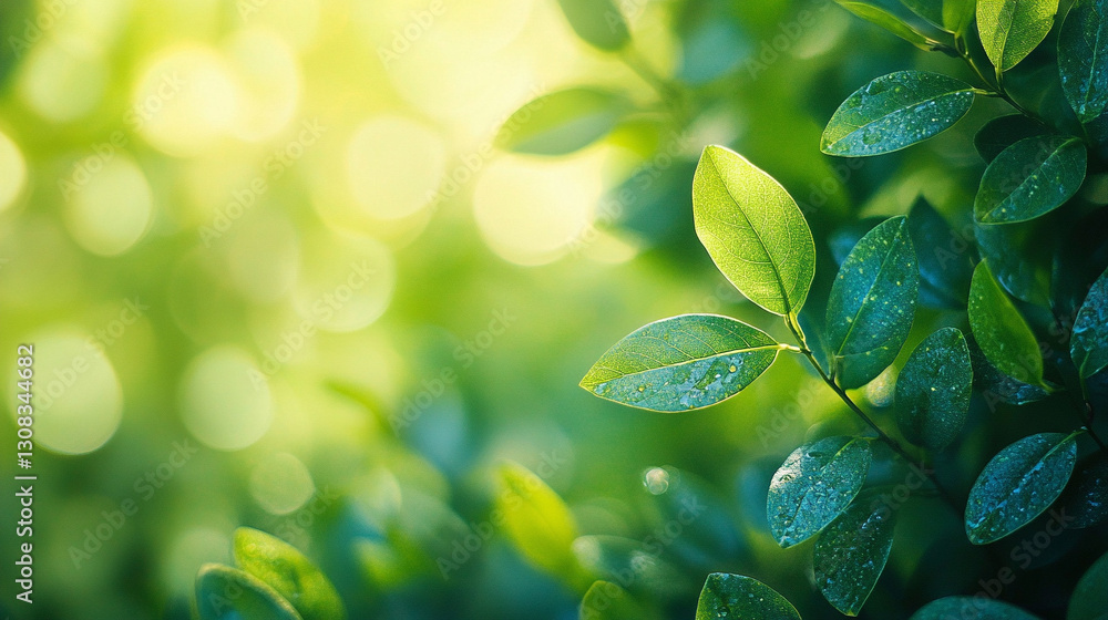 Poster blue and green blurred motion background representing calm, growth, harmony, and change with fluid, 