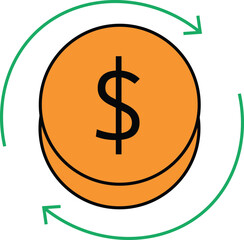 Money movement icons vector editable file, black and white