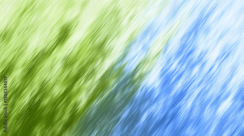 Poster blue and green blurred motion background representing calm, growth, harmony, and change with fluid, 