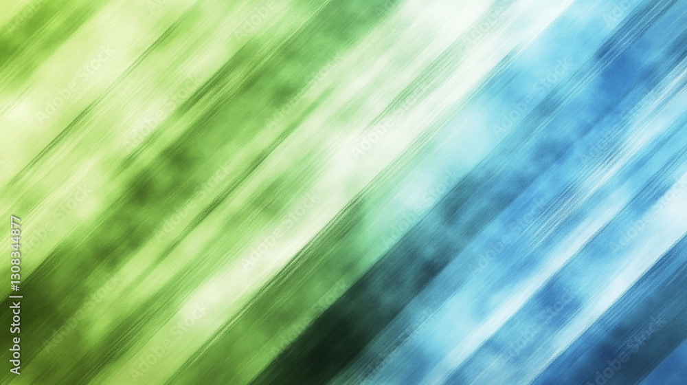 Poster blue and green blurred motion background representing calm, growth, harmony, and change with fluid, 