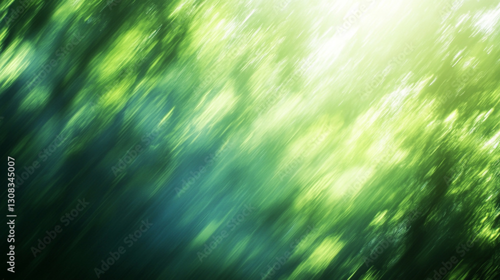 Poster blue and green blurred motion background representing calm, growth, harmony, and change with fluid, 