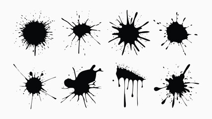 High-Resolution Digital Illustration of Black Paintbrush Strokes in a Grid Layout