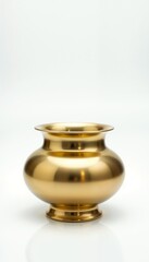 Shiny golden decorative vase on a clean white background