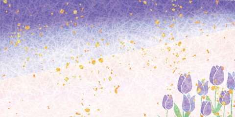 チューリップ　紫　和柄　背景　