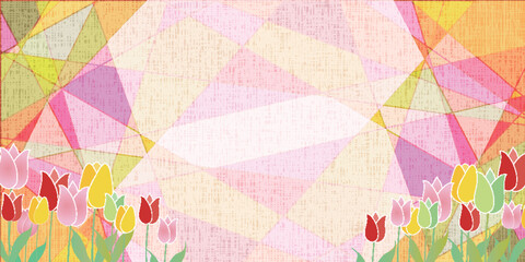Naklejka premium チューリップ カラフル 和柄 背景 
