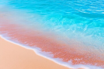 Serene Pink Sand Beach and Ocean - Gentle ocean waves lapping on a tranquil pink sand beach. Perfect for summer vacation or travel themes