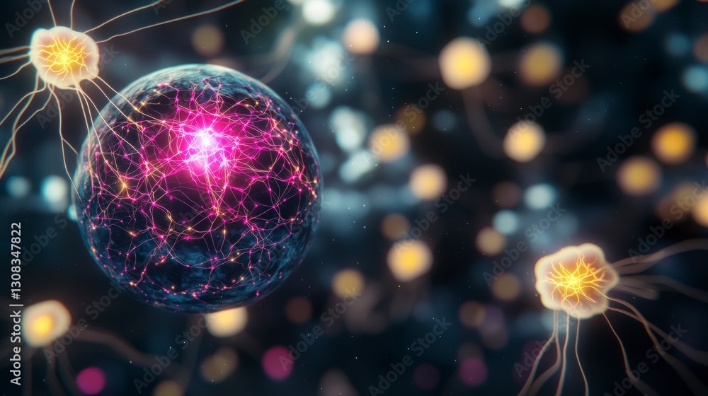 Poster global network ai neural network connections technology data futuristic abstract b