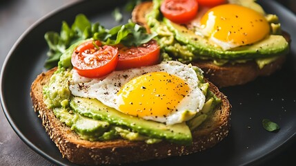 Avocado toast breakfast sandwich made with home made artesian sourdough bread