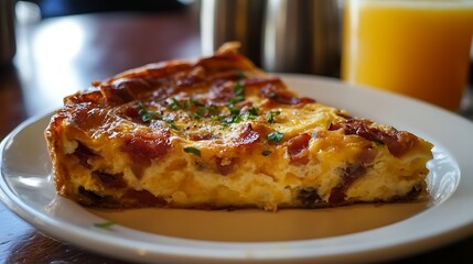 Bacon and cheese frittata with coffee orange juice