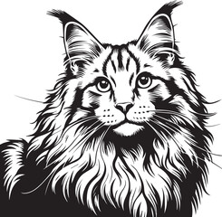 Fototapeta premium Maine coon cat vector in black and white