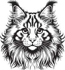 Maine coon cat vector in black and white