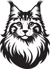 Maine coon cat vector in black and white
