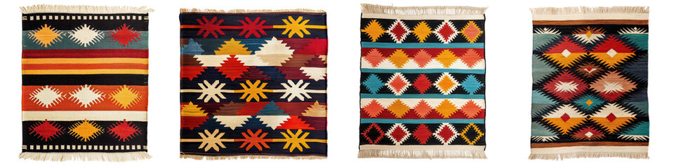 Beautifully handcrafted traditional tribal tapestry with intricate geometric patterns vibrant colors and ethnic cultural heritage  This decorative wall hanging or rug can add a touch of bohemian