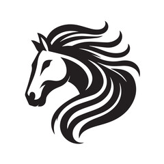 Horse head silhouette vector on white background