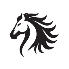 Horse head silhouette vector on white background
