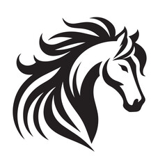 Horse head silhouette vector on white background