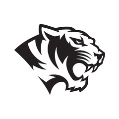 Tiger head silhouette vector on white background 