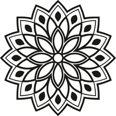 Intricate Black Mandala Vector Pattern, High-Quality Boho Design for Decorative Illustrations