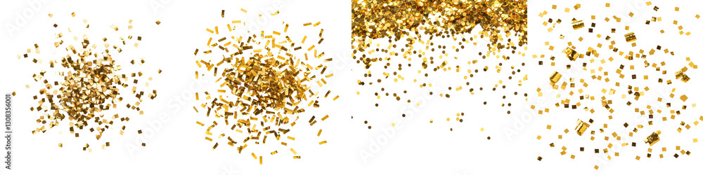 Poster elegant golden glitter confetti explosion with shimmering sparkling particles against a blurred abst