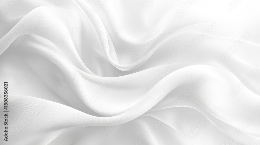 Poster soft white fabric with smooth waves and gentle folds creating serene atmosphere. ideal for backgroun