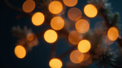 Fototapeta premium Warm golden bokeh lights illuminating a dark backdrop, creating an abstract pattern of soft glowing orbs. Professional studio photography, photorealistic style, depth and mood, lighting and atmospher