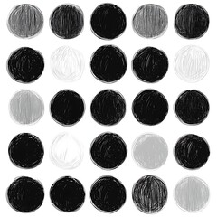 Grayscale hand-drawn circles grid pattern