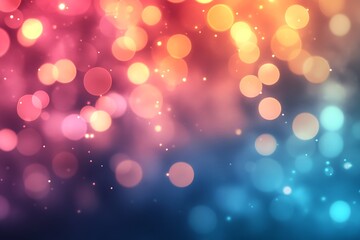 Obraz premium Abstract bokeh lights background with pink, orange, and blue hues.