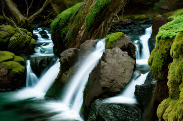 Fototapeta premium 岩肌の滝